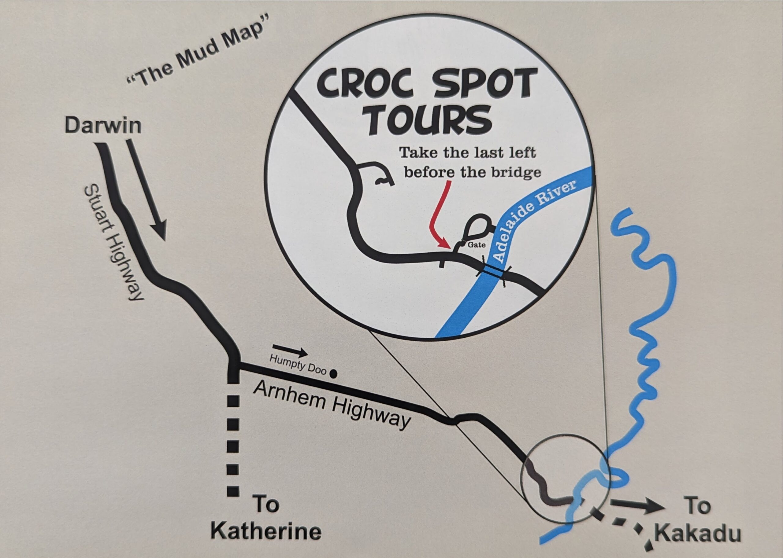Location map of Croc Spot Tours
